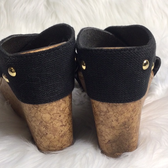 Used Abound Black Criss Cross Fabric Studded Wedges, 9.5M - Picture 4 of 15